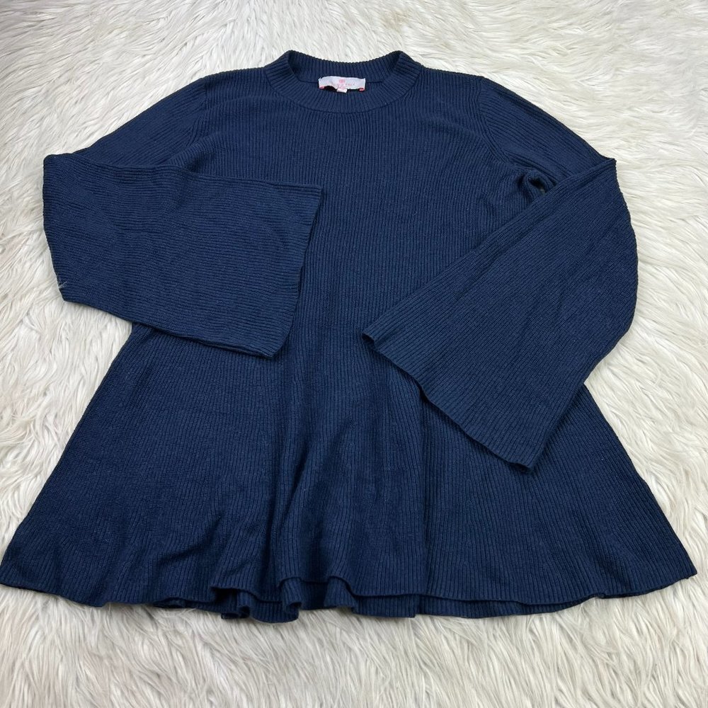 Laurie Felt Ribbed Bell Sleeve Flared Hem Pullover Sweater